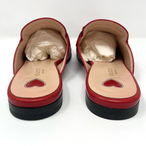 Gucci Princetown Mules in Hibiscus Red with Web Stripe Size 36.5 Size 6.5 - Picture 13 of 16